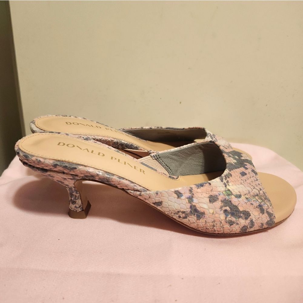 Donald J Pliner "Luis" Peach Python Print Leather Slide Sandals Sz.6 Ret.$235